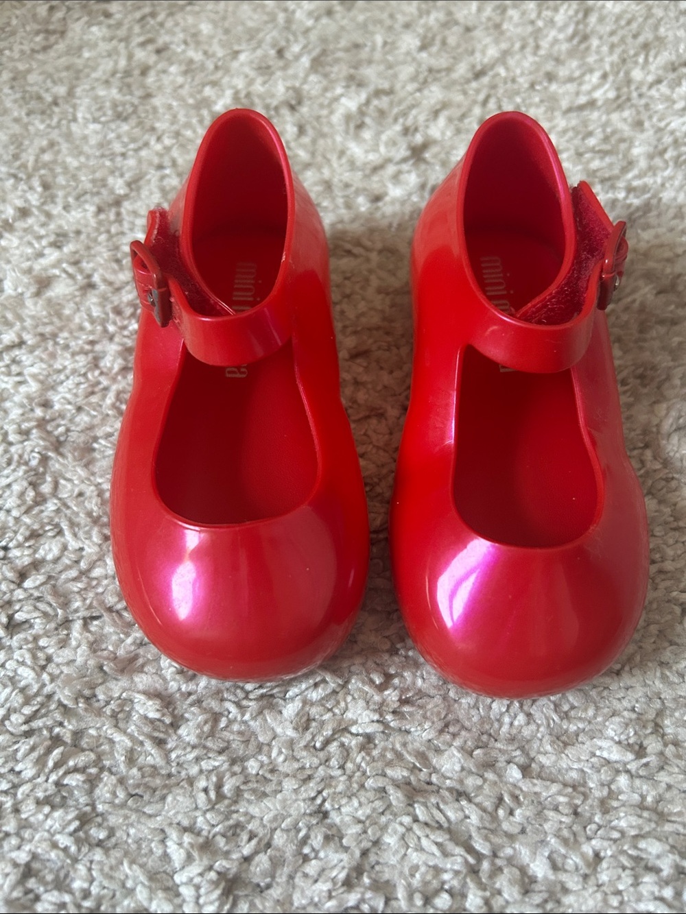 Mini Melissa Shiny Red Mary Jane Toddler Shoes